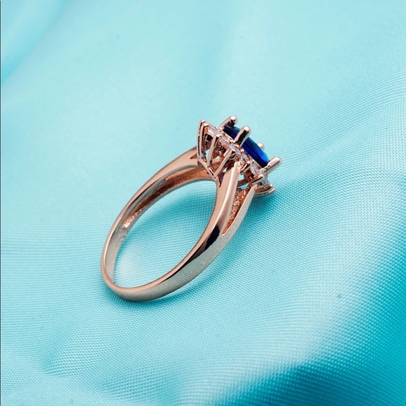 18 Carat Rose Gold Plated Blue Ring - Picture 8 of 8
